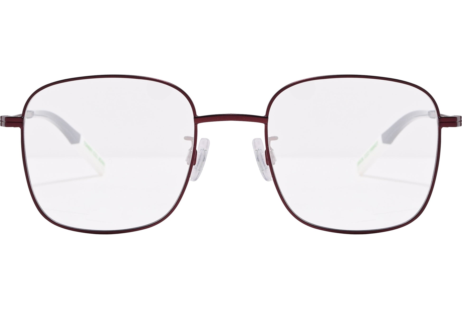 tommy hilfiger square brown eyeglasses frame viewed from front angle.