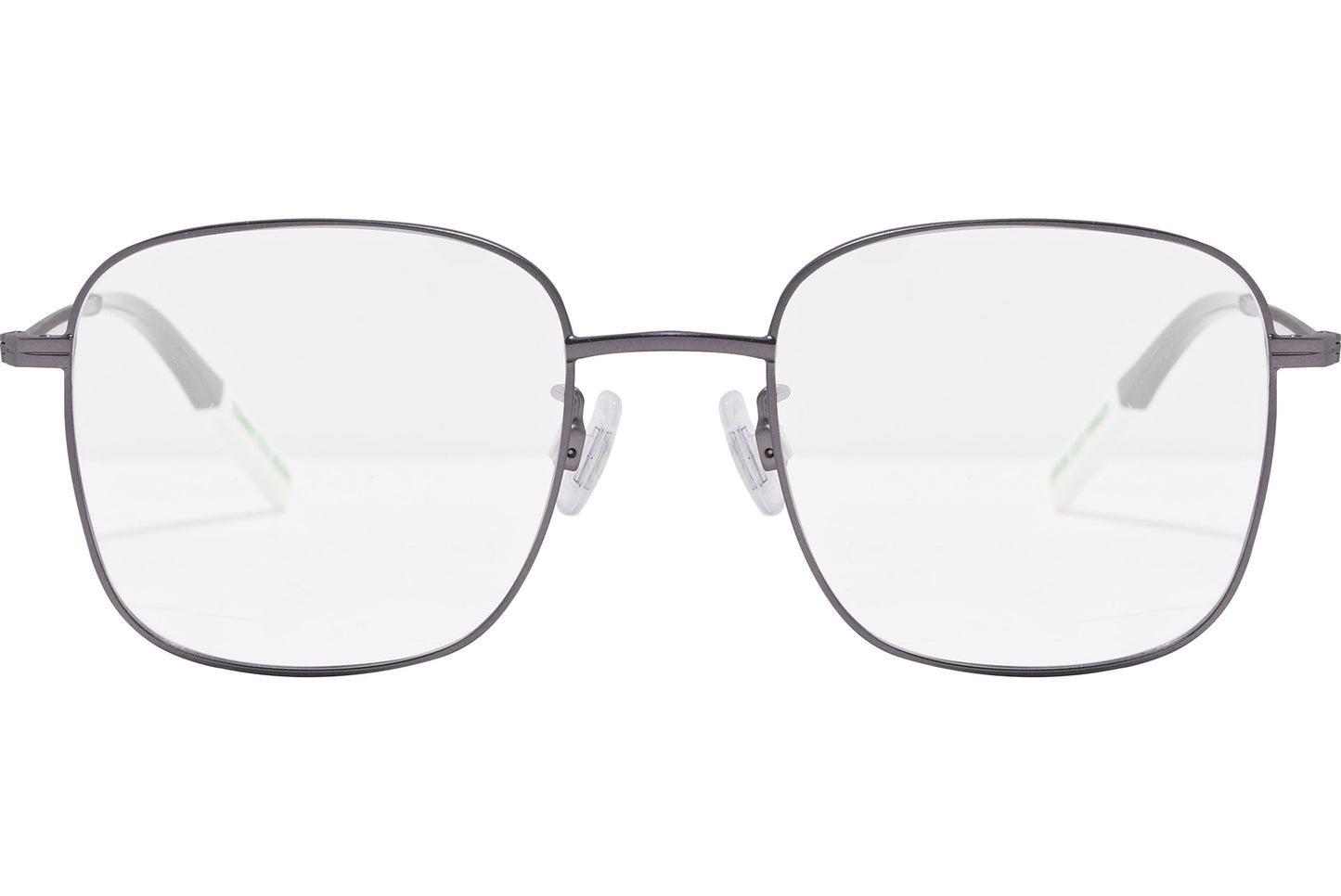 tommy hilfiger square gray eyeglasses frame viewed from front angle.