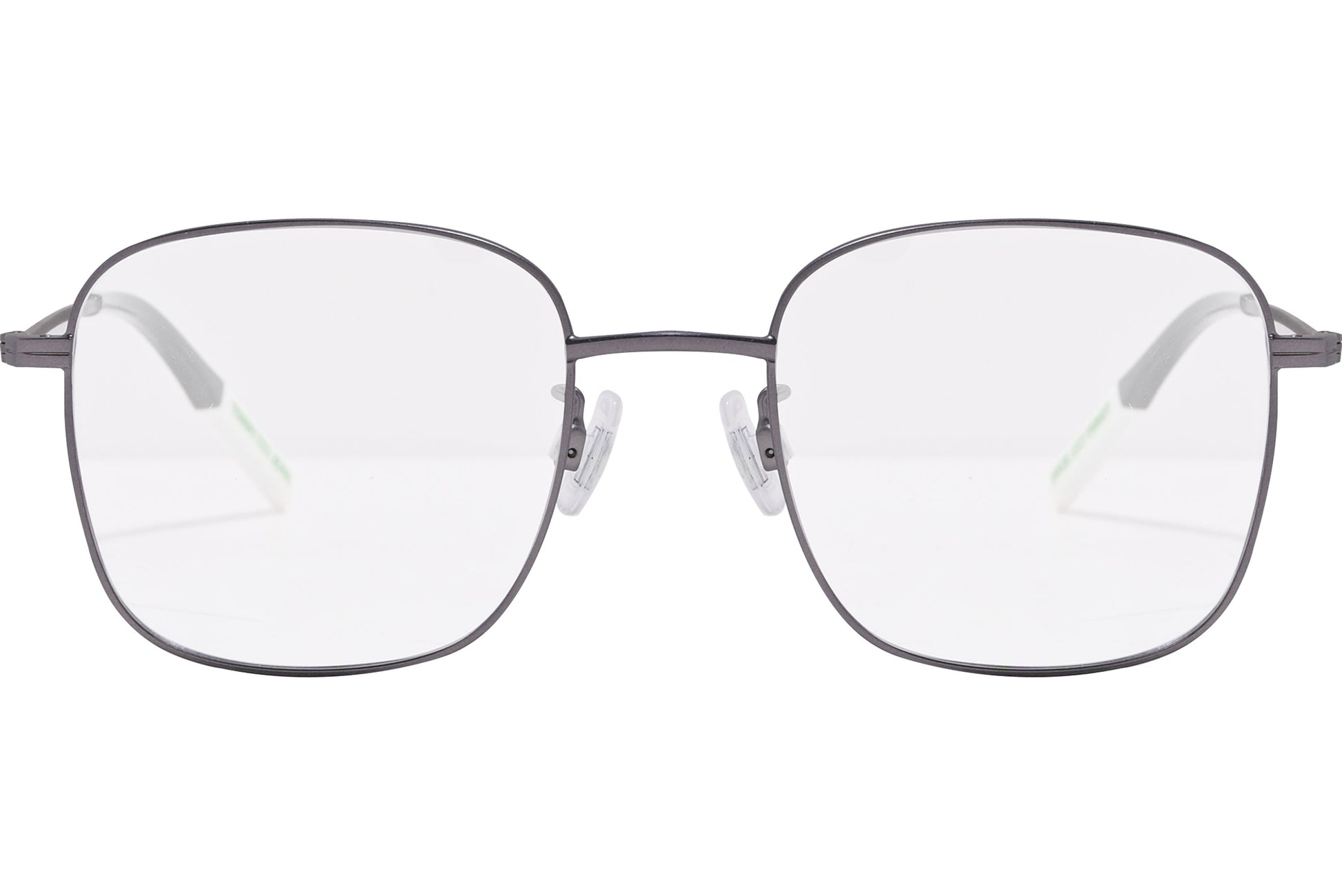 tommy hilfiger square gray eyeglasses frame viewed from front angle.