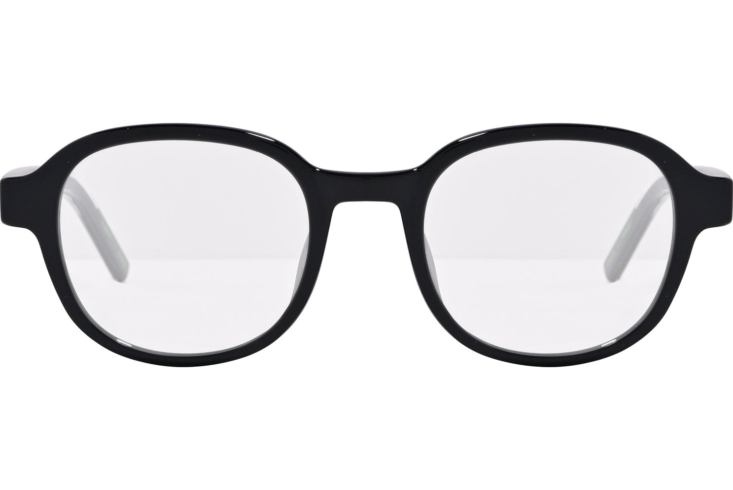 tommy hilfiger square black eyeglasses frame viewed from front angle.