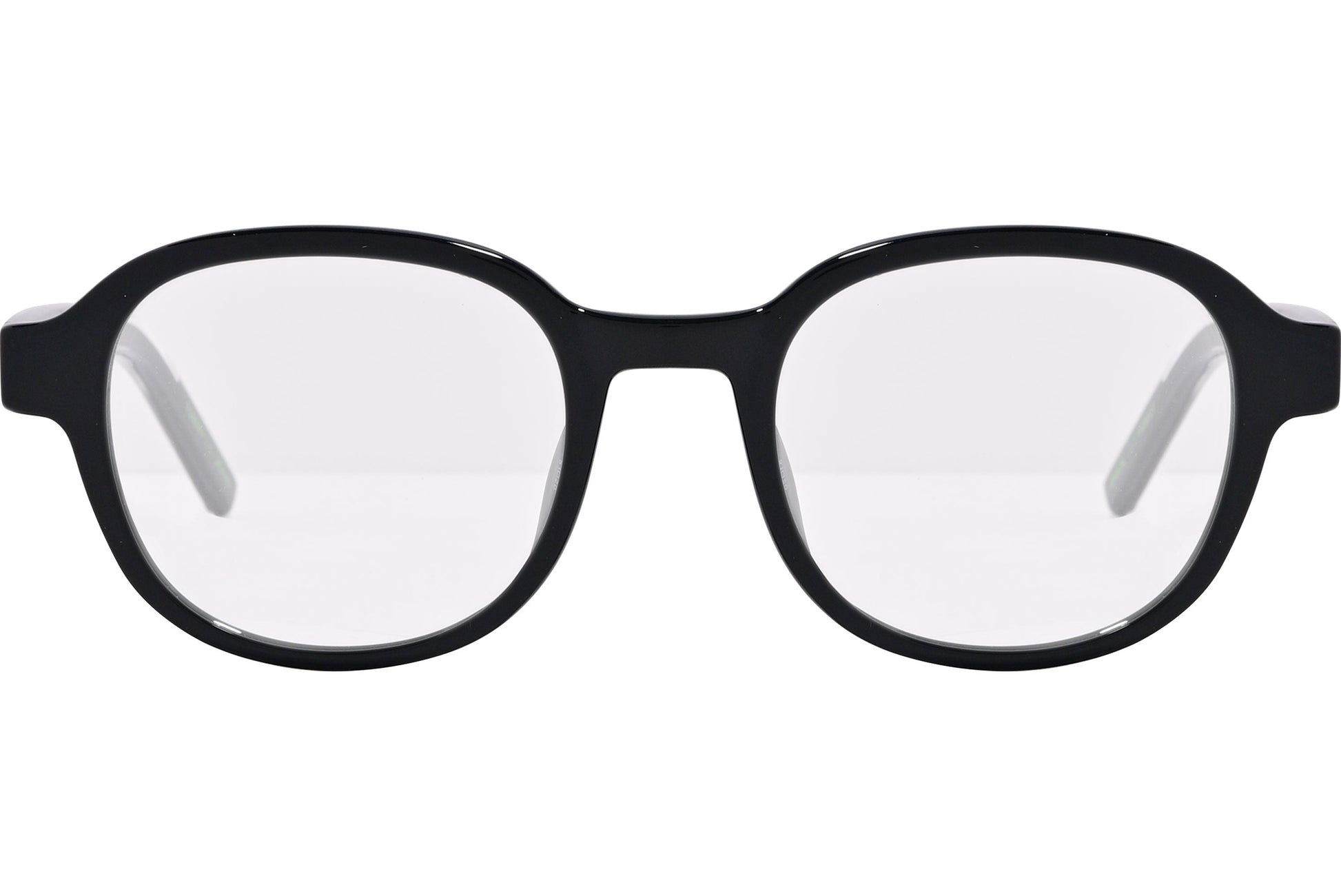 tommy hilfiger square black eyeglasses frame viewed from front angle.