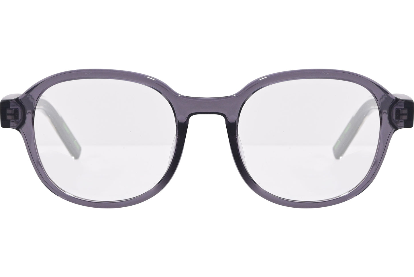 tommy hilfiger square gray eyeglasses frame viewed from front angle.