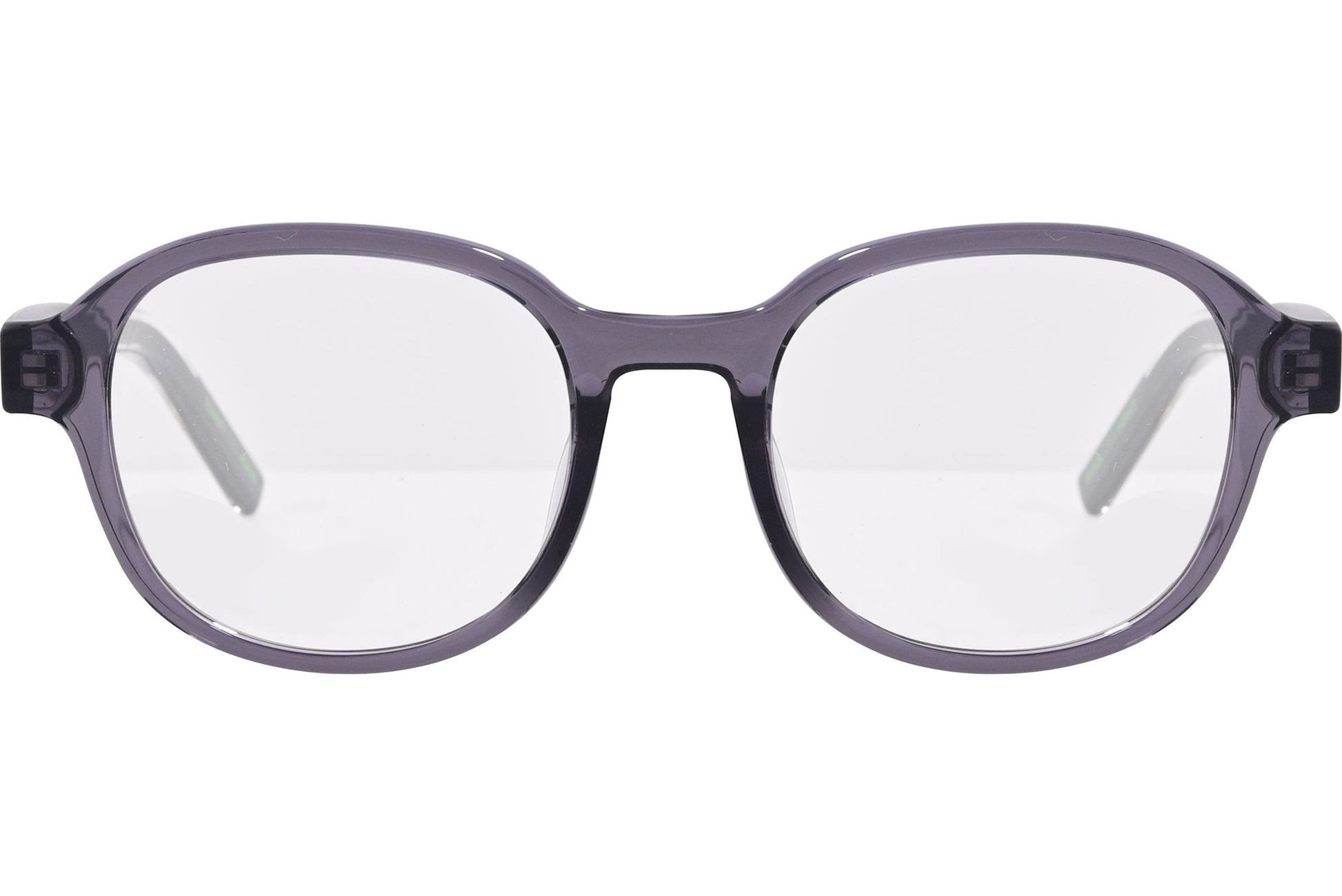 tommy hilfiger square gray eyeglasses frame viewed from front angle.