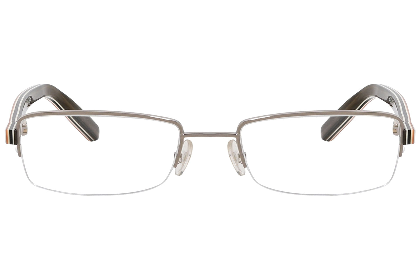 tommy hilfiger rectangle white eyeglasses frame viewed from front angle.