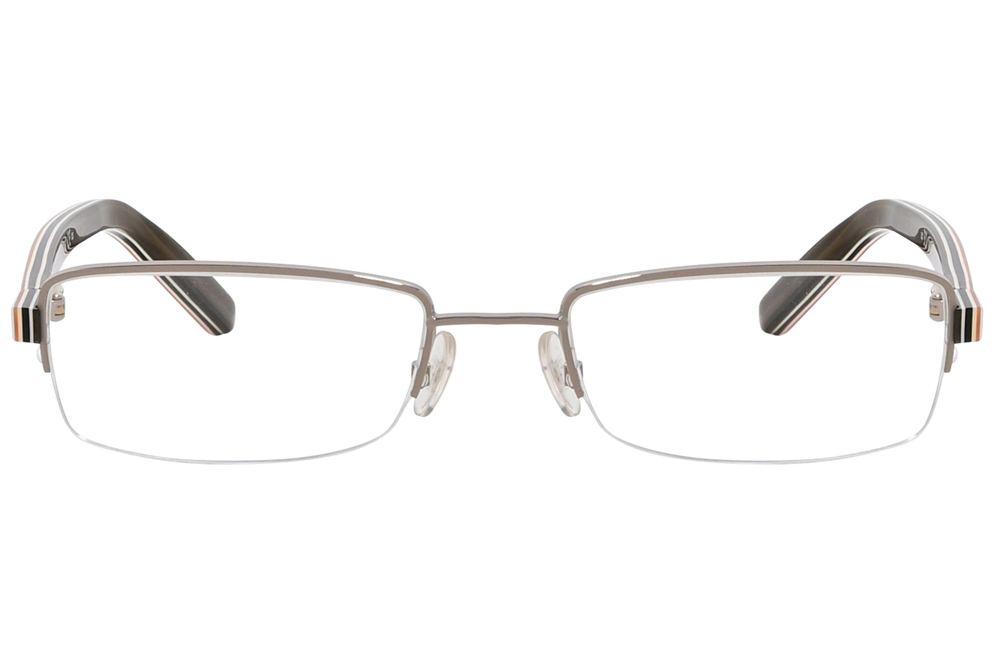 tommy hilfiger rectangle white eyeglasses frame viewed from front angle.