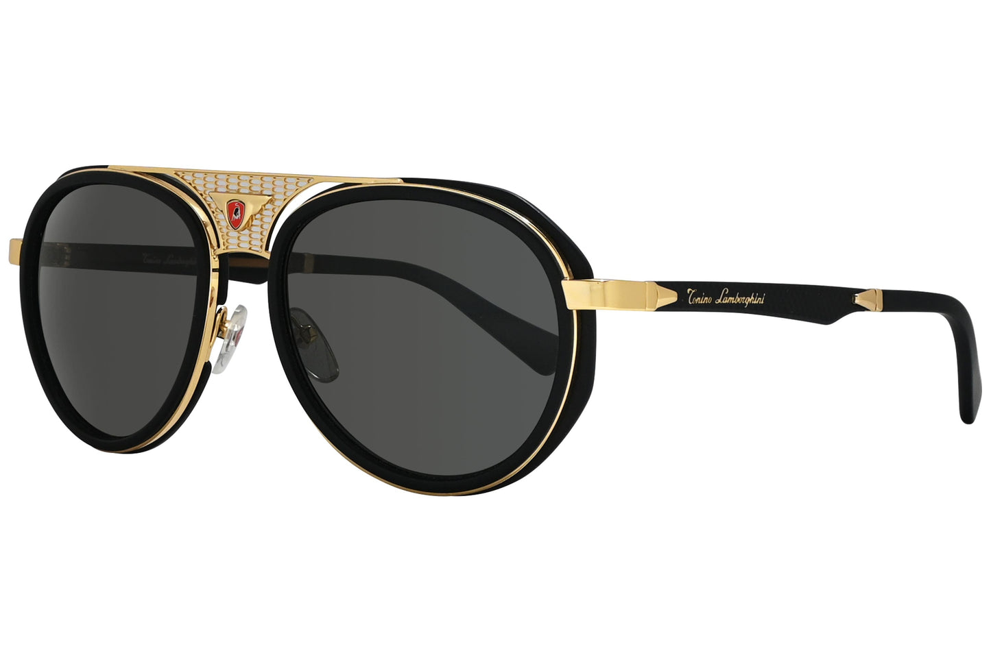 Tonino Lamborghini Aviator Gold with Black Sunglasses Model: TL605-S01 Side View