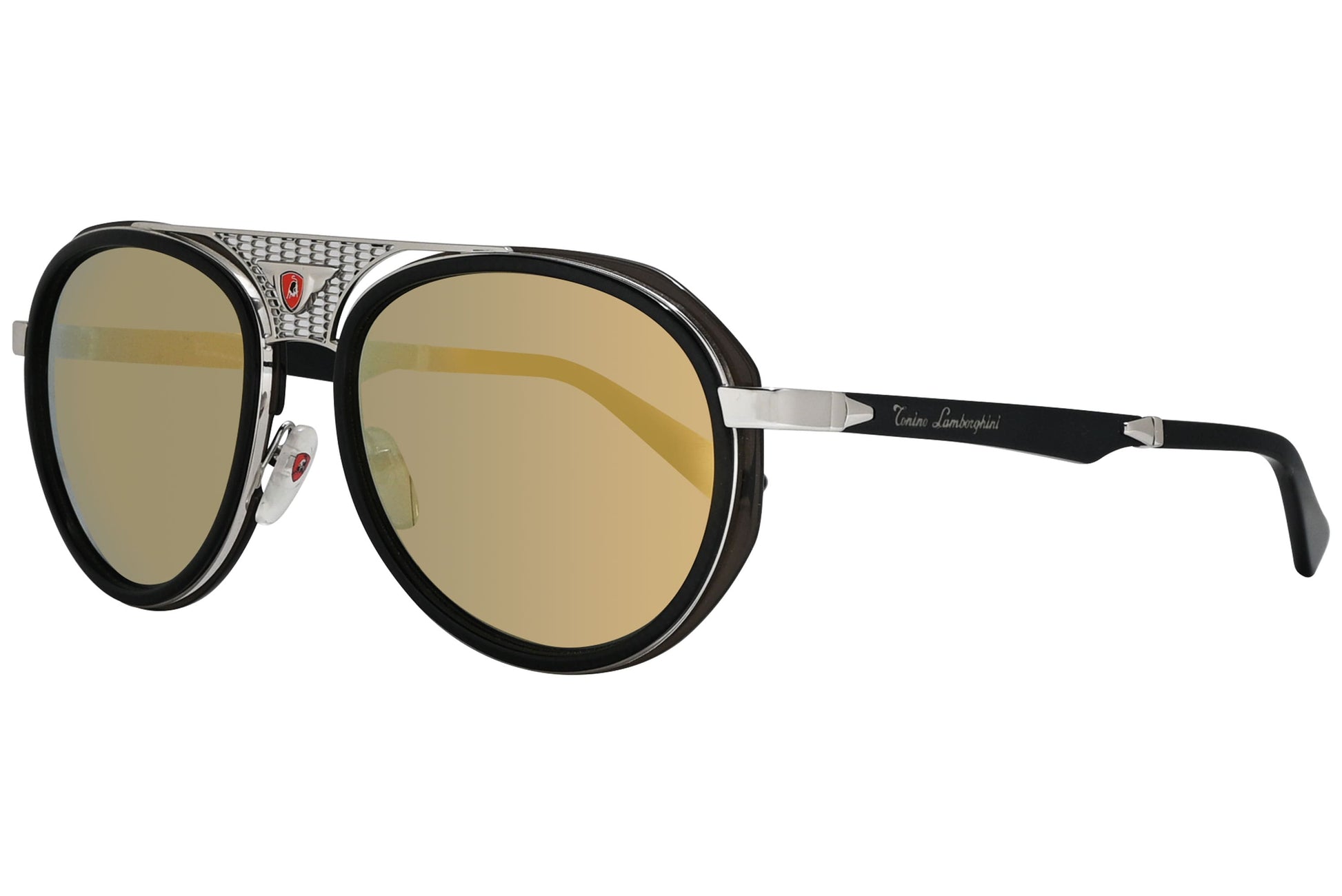 Tonino Lamborghini Aviator Black and Silver Sunglasses Model: TL605-S02 Side View