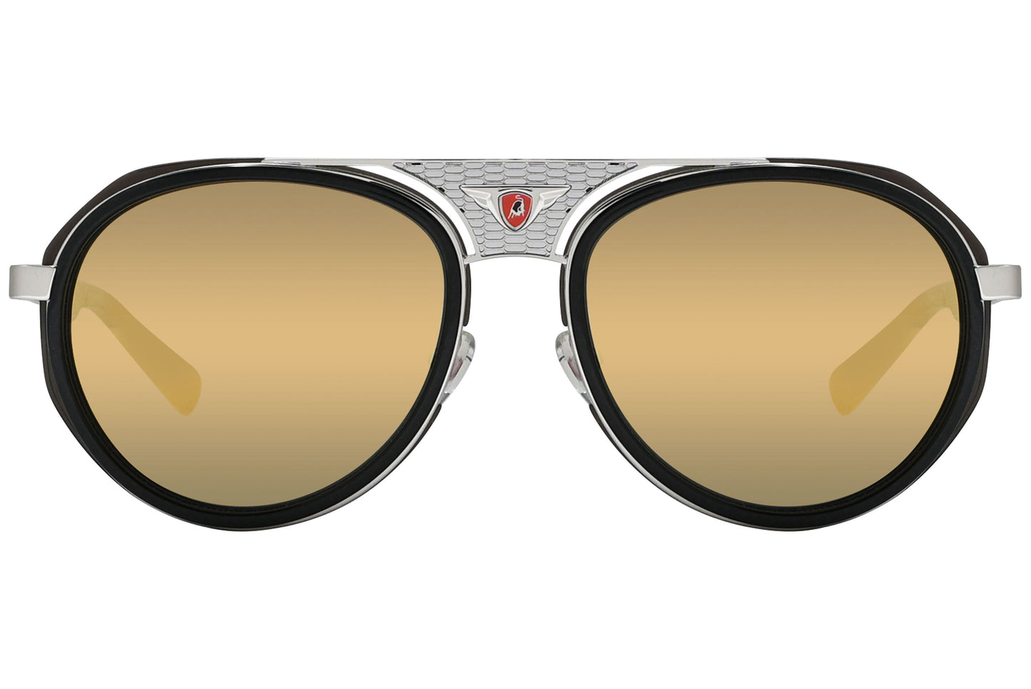 Tonino Lamborghini Aviator Black and Silver Sunglasses Model: TL605-S02 Front View