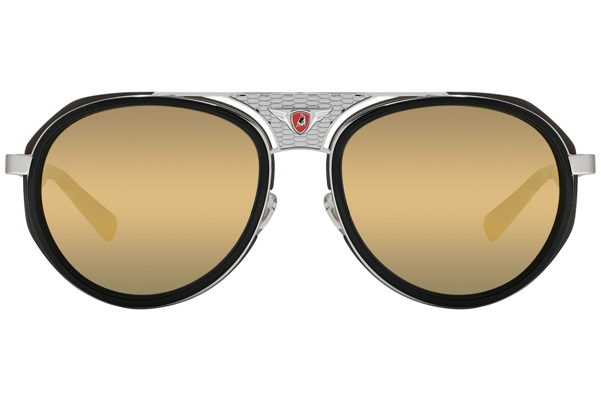 Tonino Lamborghini Aviator Black and Silver Sunglasses Model: TL605-S02 Front View