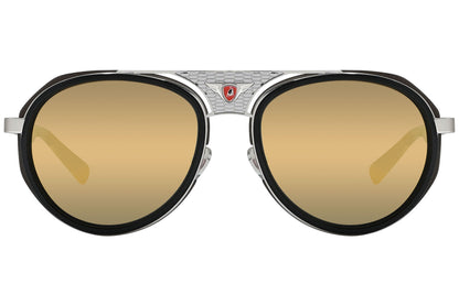 Tonino Lamborghini Aviator Black and Silver Sunglasses Model: TL605-S02 Front View