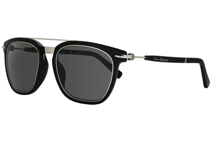 Tonino Lamborghini Aviator Black and Silver Sunglasses Model: TL800-S01 Side View