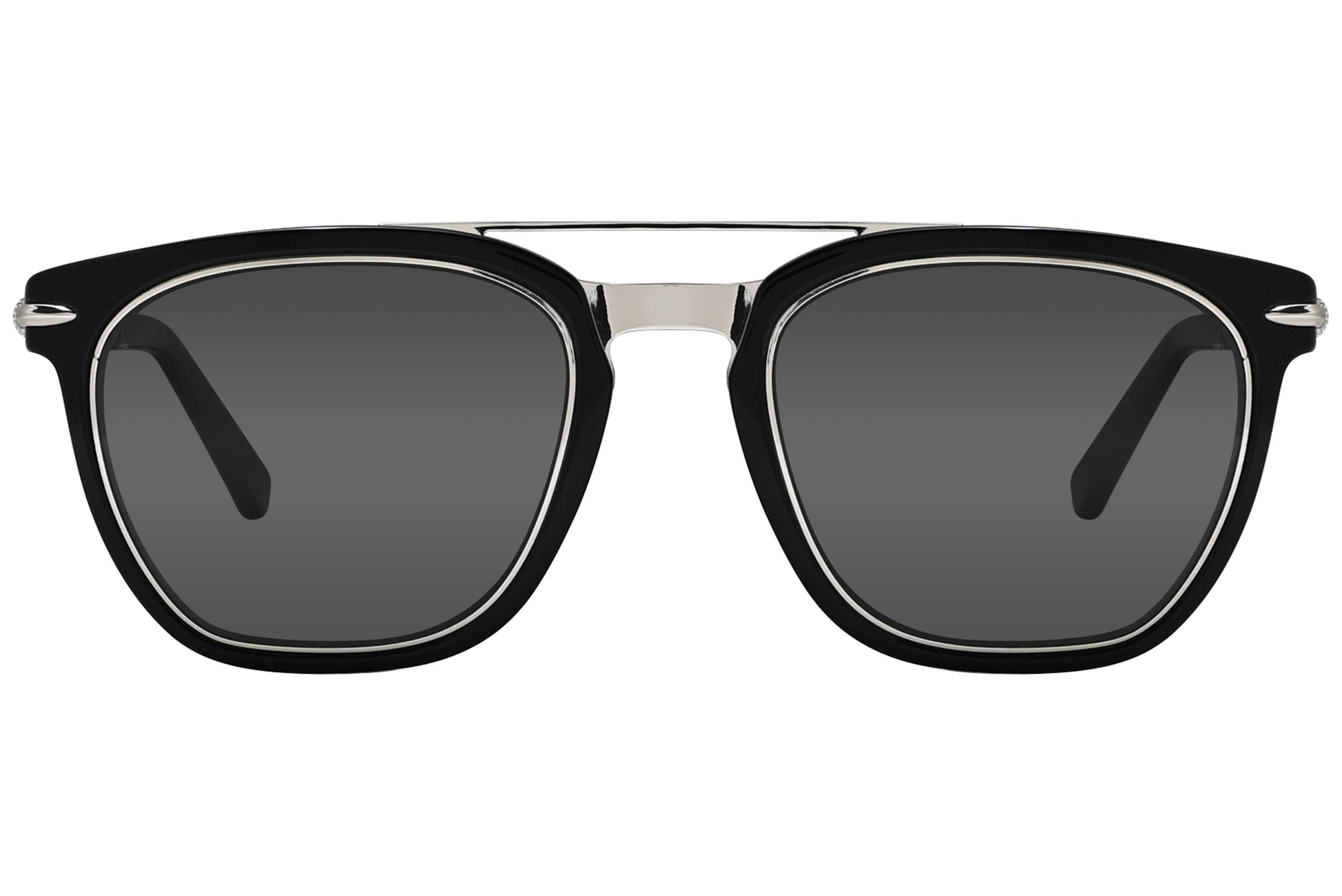 Tonino Lamborghini Aviator Black and Silver Sunglasses Model: TL800-S01 Front View