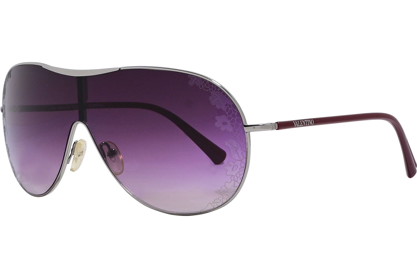 Valentino Purple Color Aviator Sunglasses Viewed From A 45-Degree Angle.