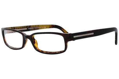 versace rectangle tortoise eyeglasses frame viewed from a 45-degree angle.