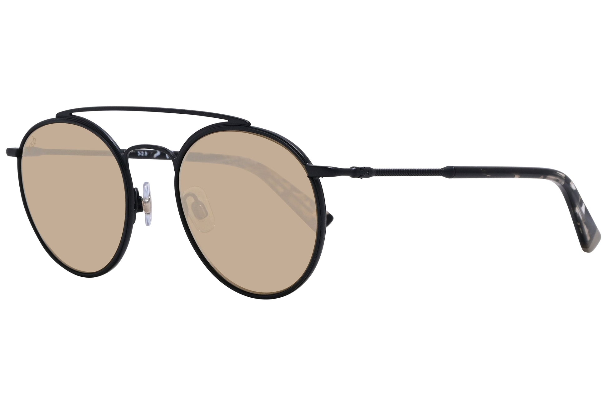 Web Black Color Aviator Sunglasses Viewed From A 45-Degree Angle.