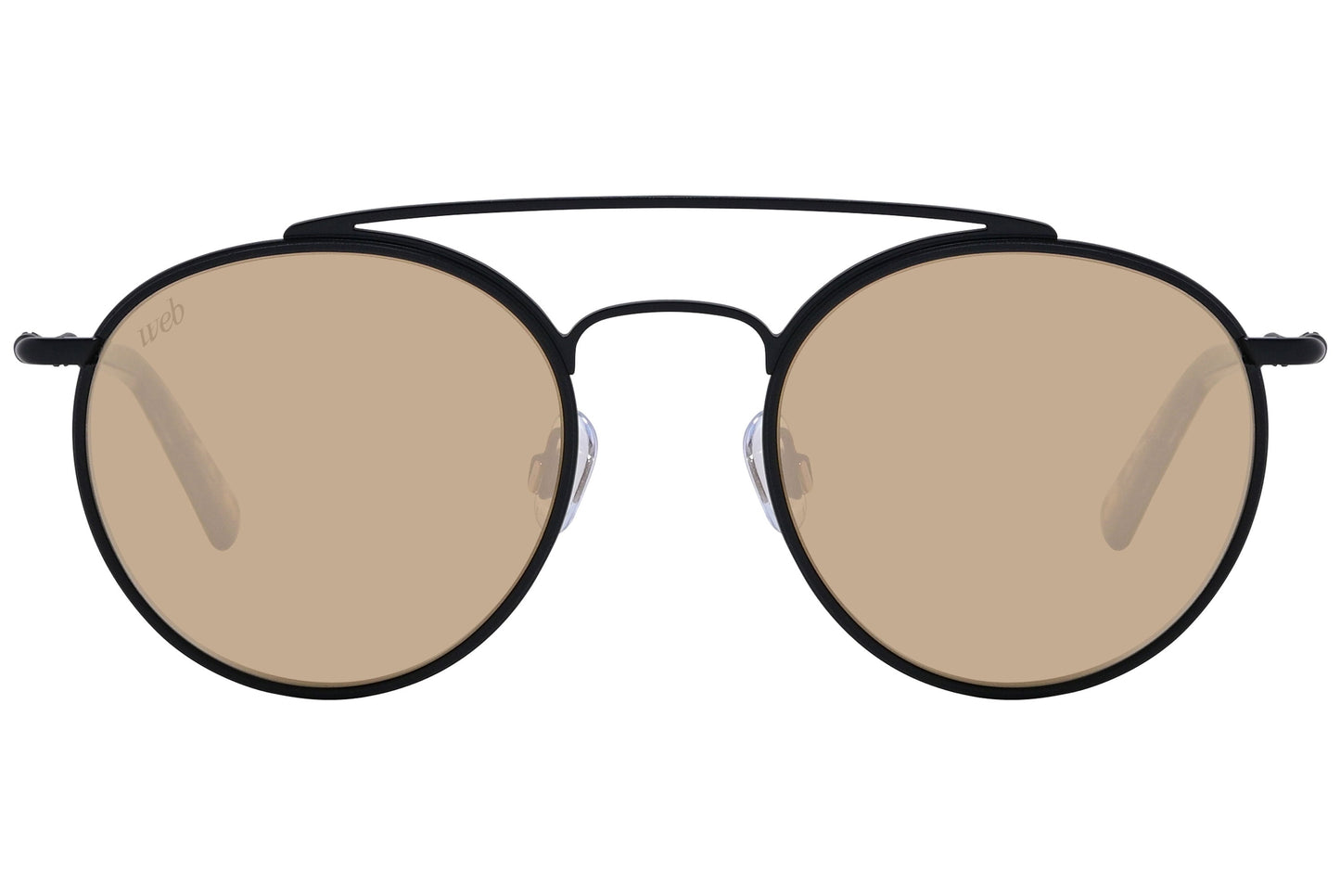 Web Black Color Aviator Sunglasses Viewed From Front Angle.