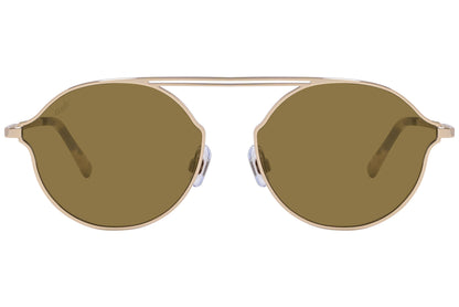 Web Gold Color Aviator Sunglasses Viewed From Front Angle.