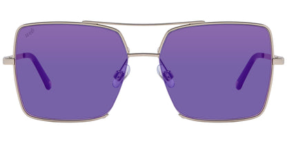 Web Gold Color Square Sunglasses Viewed From Front Angle.