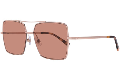 Web Rose Gold Color Square Sunglasses Viewed From A 45-Degree Angle.