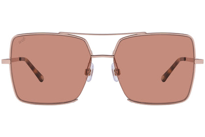 Web Rose Gold Color Square Sunglasses Viewed From Front Angle.