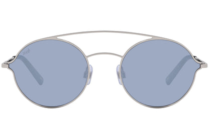 Web Silver Color Aviator Sunglasses Viewed From Front Angle.