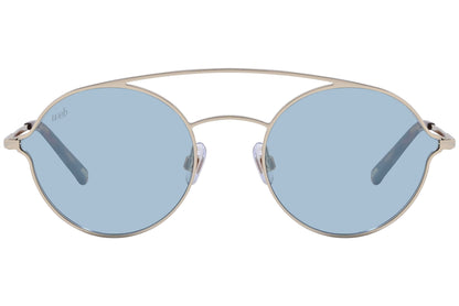 Web Gold Color Aviator Sunglasses Viewed From Front Angle.