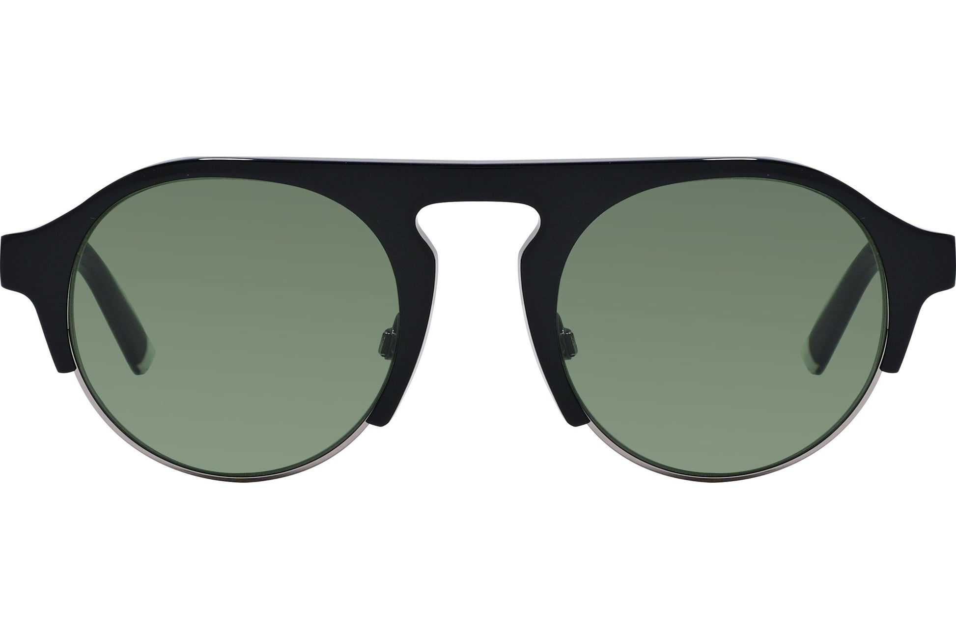 Web Black Color Aviator Sunglasses Viewed From Front Angle.