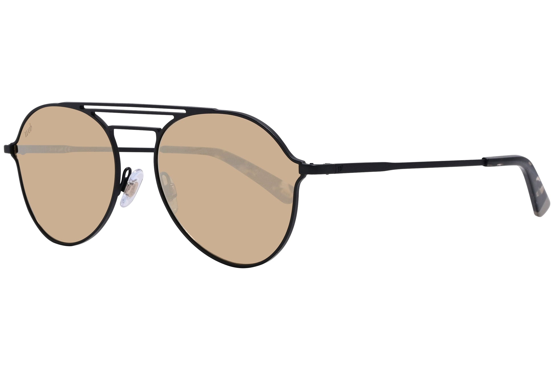 Web Black Color Aviator Sunglasses Viewed From A 45-Degree Angle.