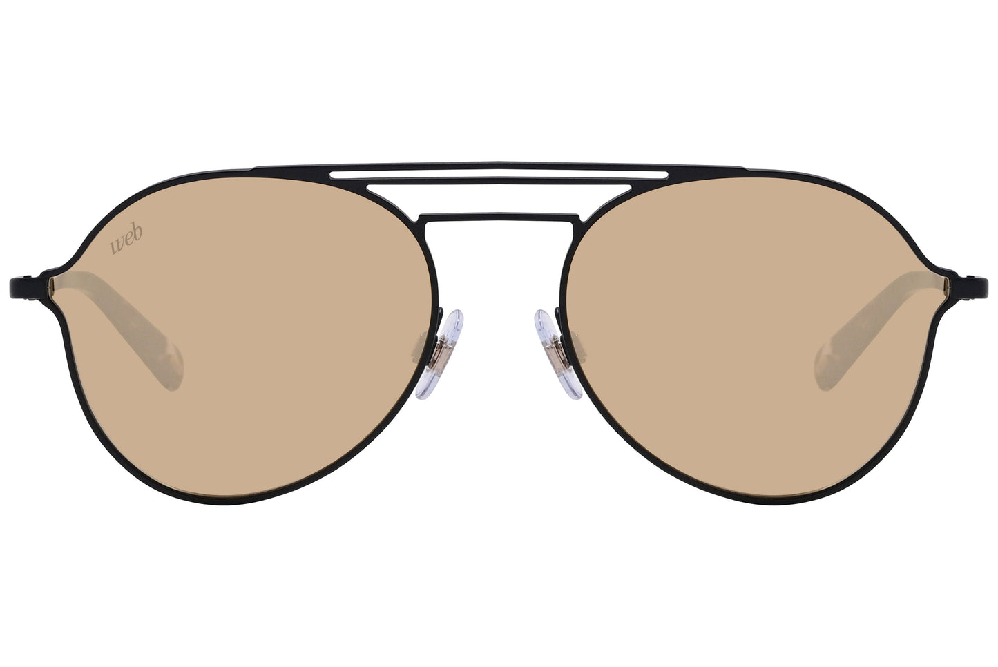 Web Black Color Aviator Sunglasses Viewed From Front Angle.