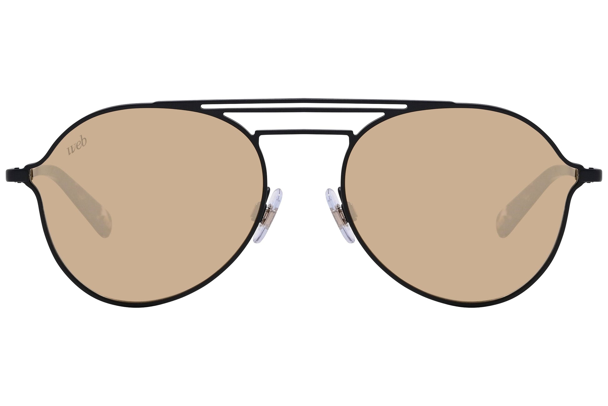 Web Black Color Aviator Sunglasses Viewed From Front Angle.