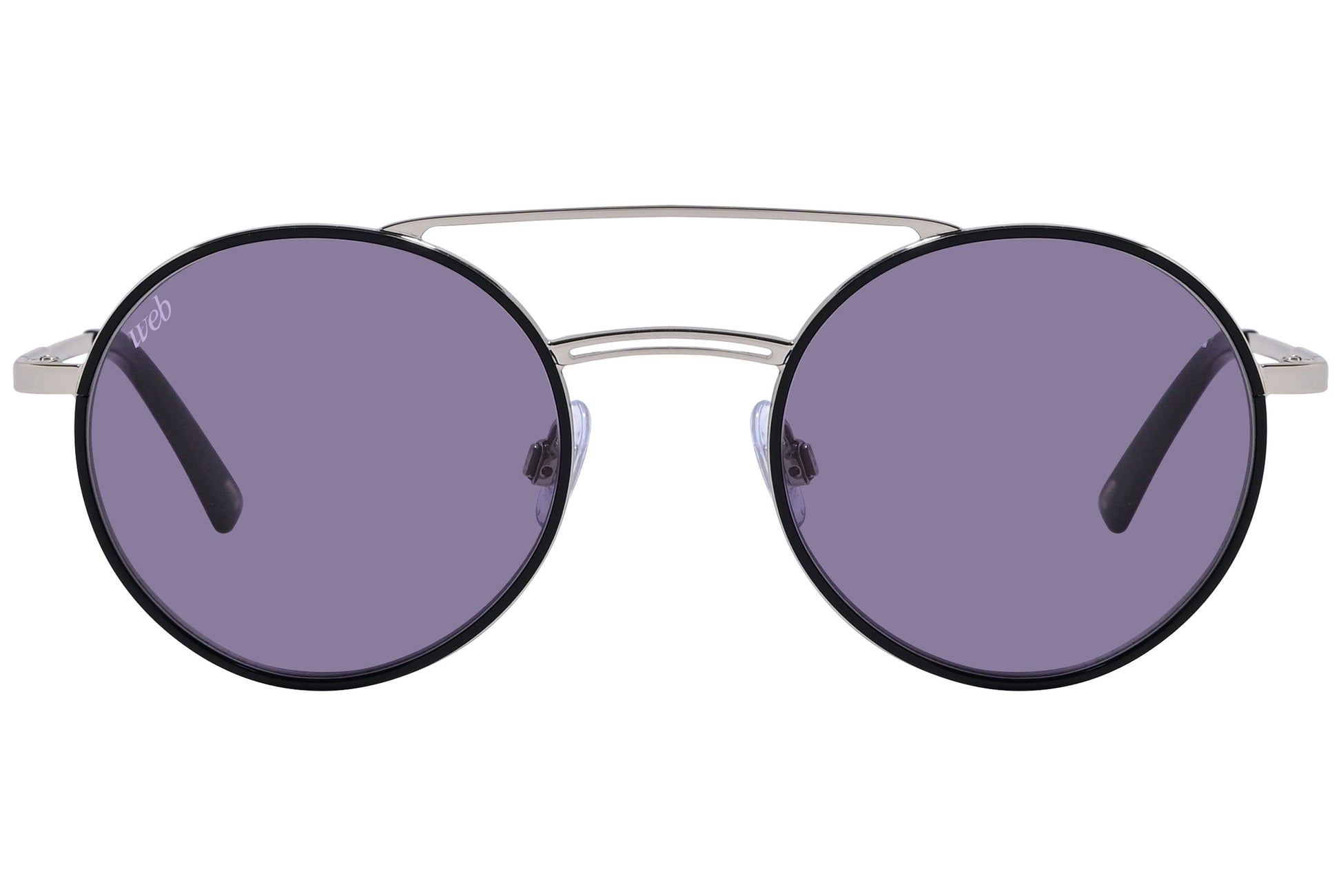 Web Black Color Aviator Sunglasses Viewed From Front Angle.