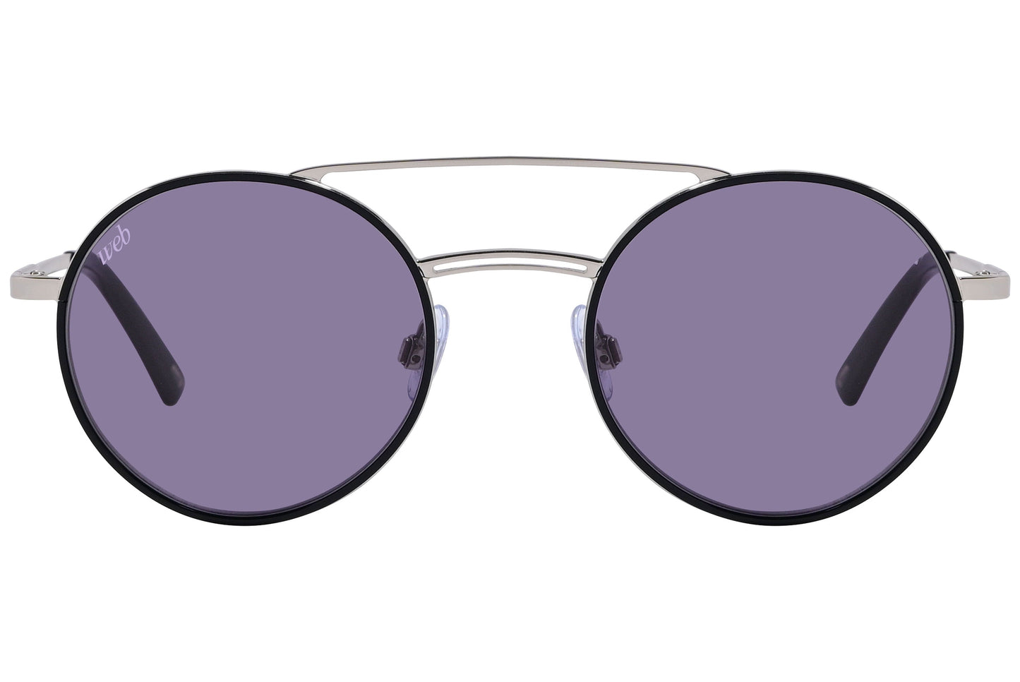 Web Black Color Aviator Sunglasses Viewed From Front Angle.