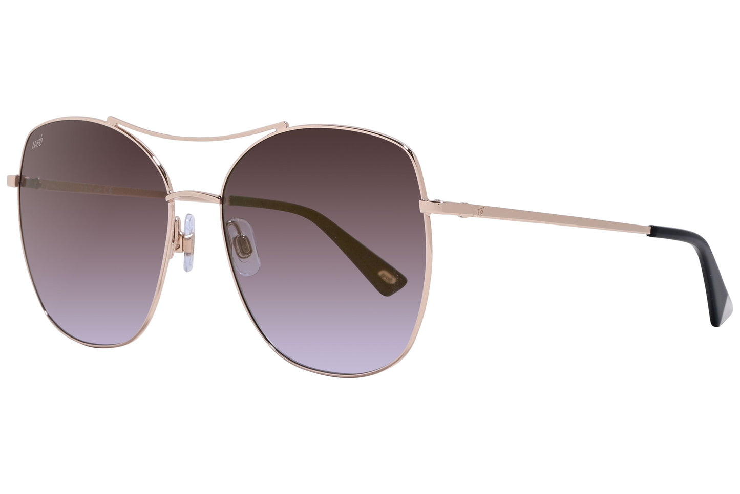 Web Gold Color Aviator Sunglasses Viewed From A 45-Degree Angle.