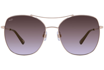 Web Gold Color Aviator Sunglasses Viewed From Front Angle.