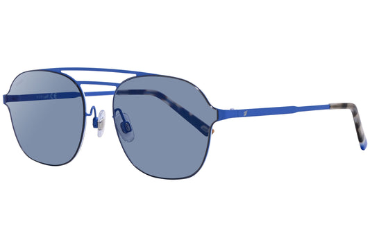 Web Blue Color Aviator Sunglasses Viewed From A 45-Degree Angle.