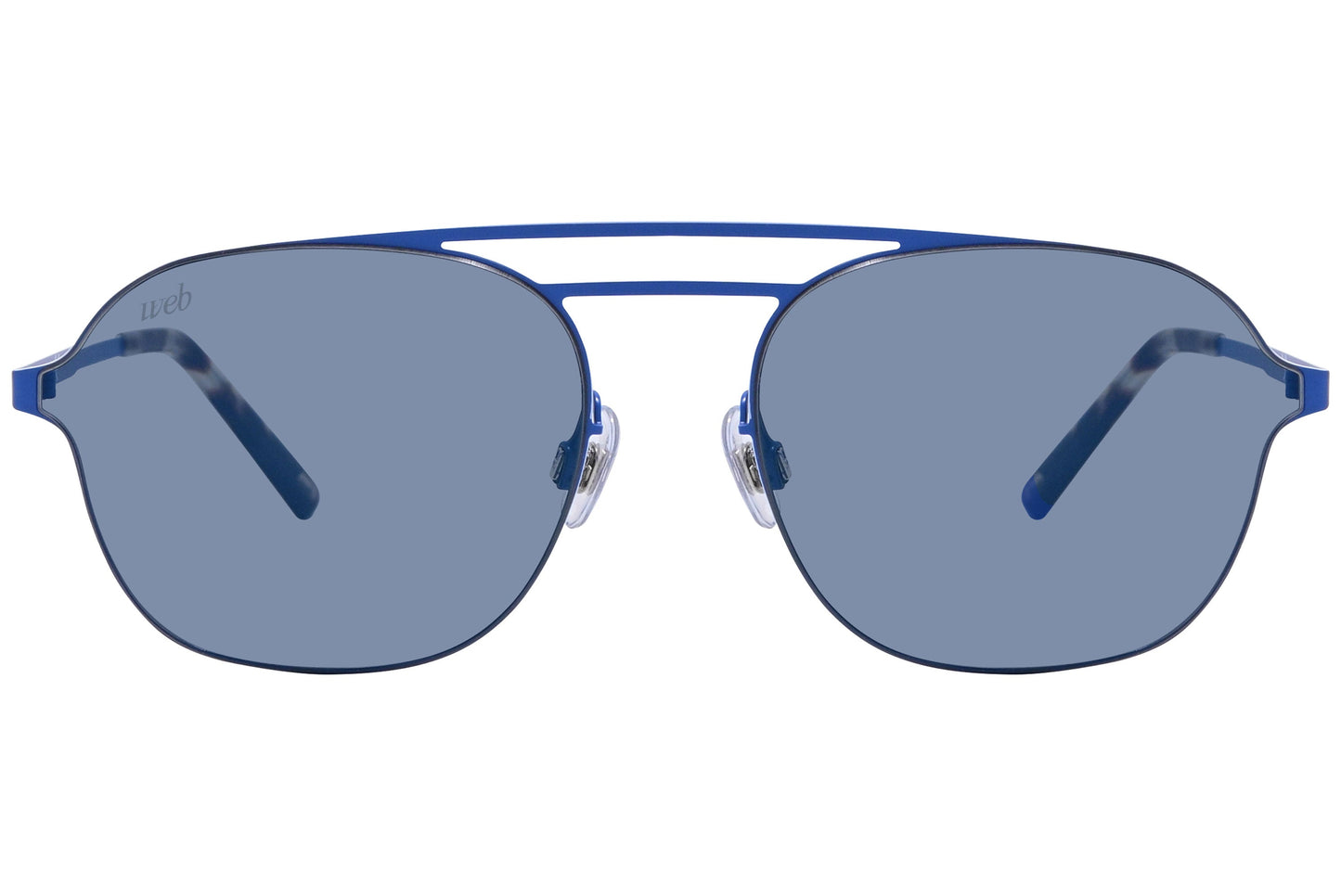 Web Blue Color Aviator Sunglasses Viewed From Front Angle.