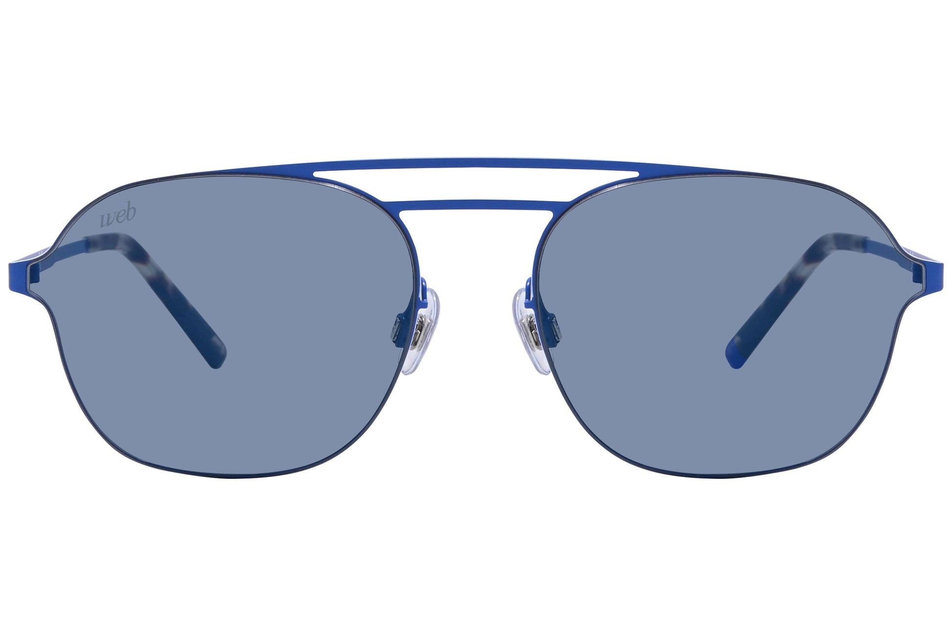 Web Blue Color Aviator Sunglasses Viewed From Front Angle.