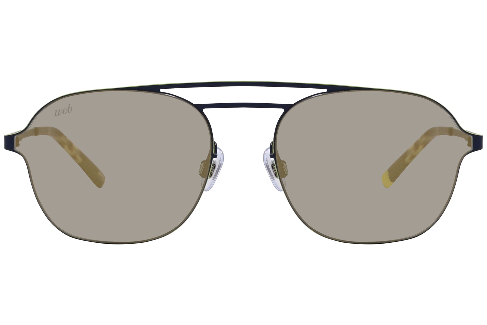 Web Black Color Aviator Sunglasses Viewed From Front Angle.