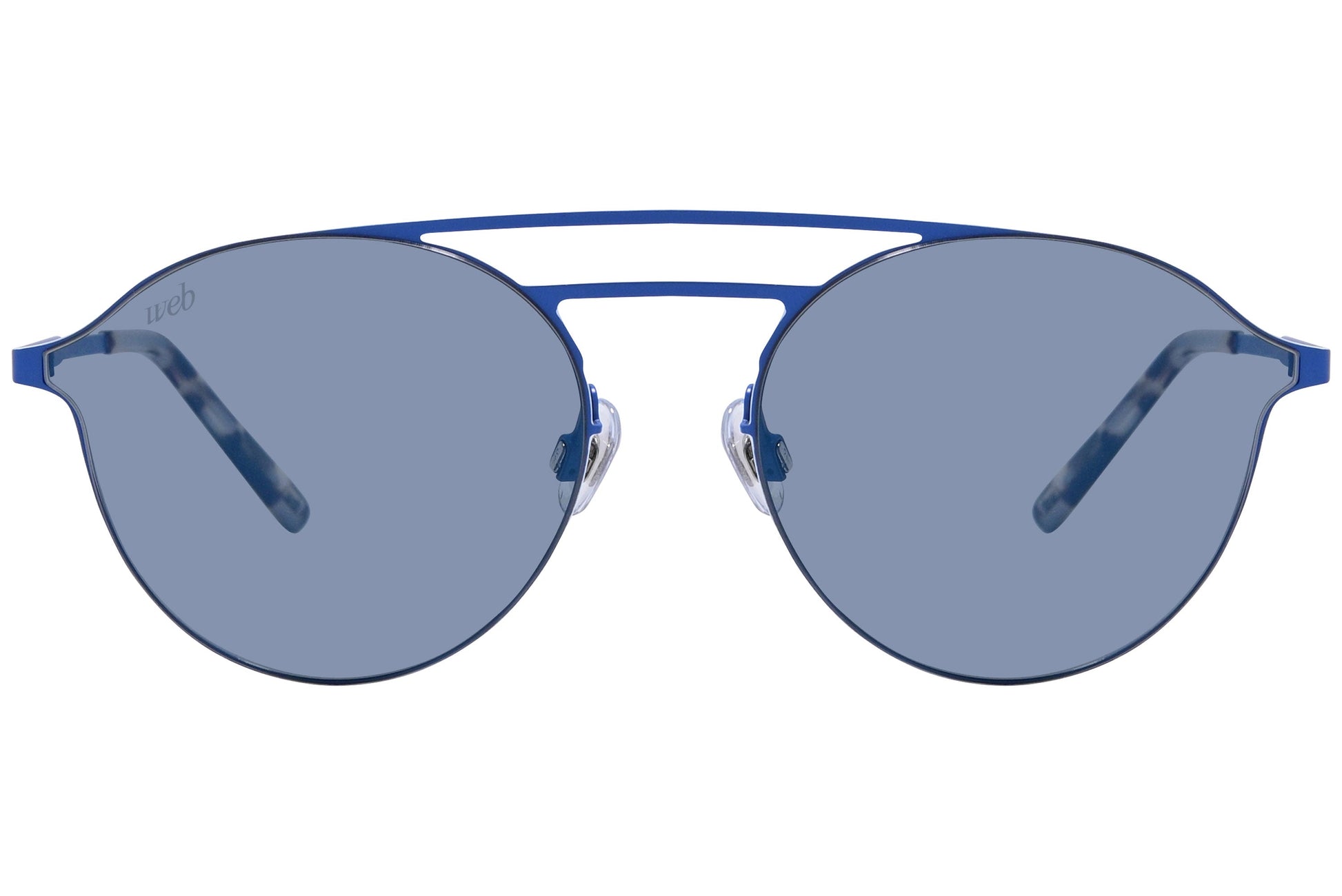 Web Blue Color Aviator Sunglasses Viewed From Front Angle.