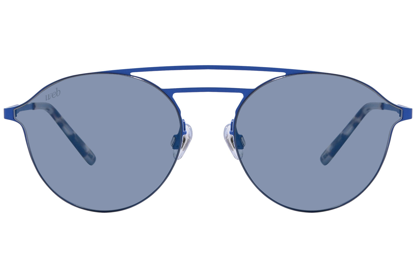 Web Blue Color Aviator Sunglasses Viewed From Front Angle.