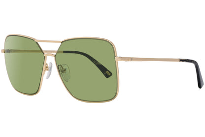 Web Gold Color Square Sunglasses Viewed From A 45-Degree Angle.