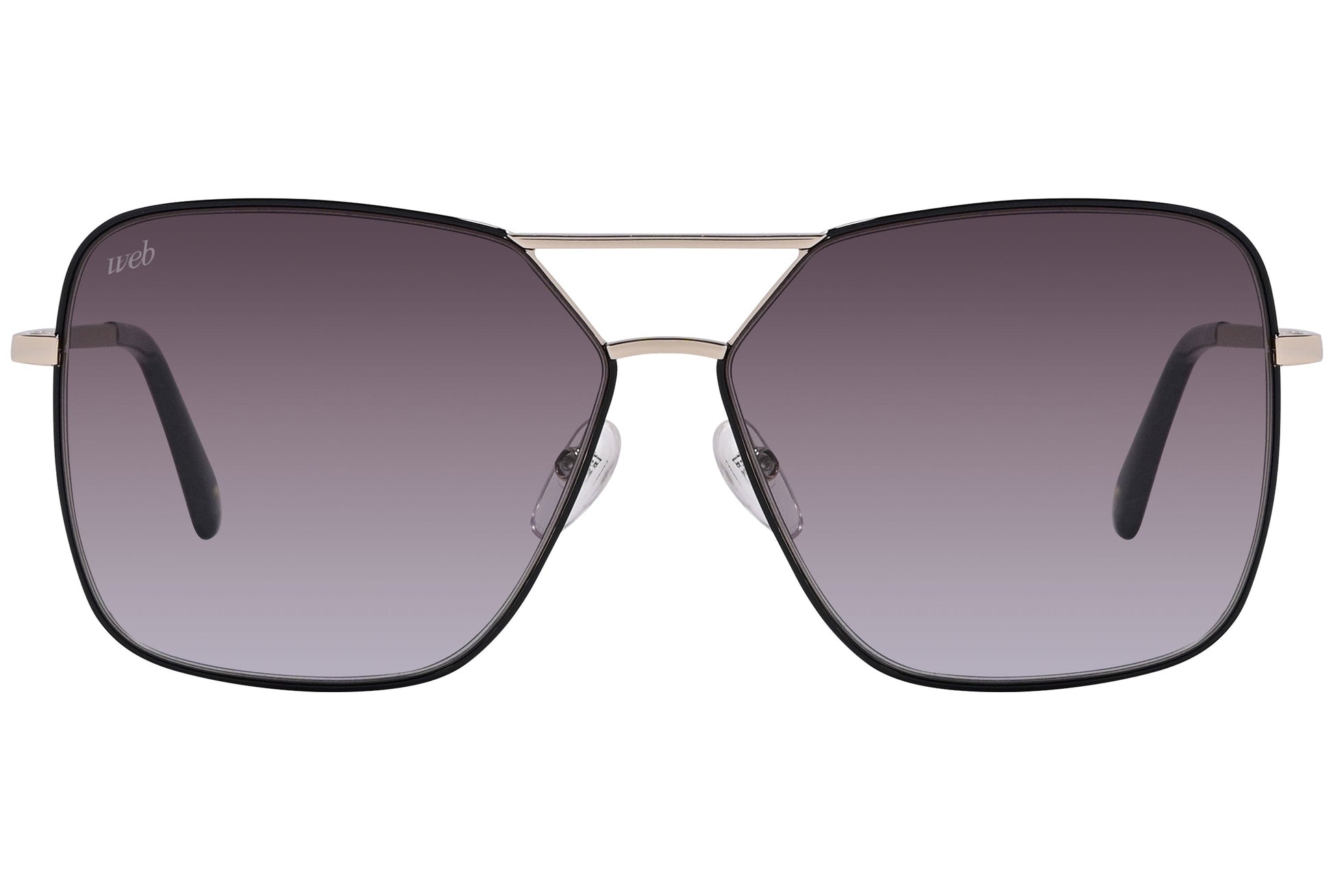 Web Black Color Square Sunglasses Viewed From Front Angle.