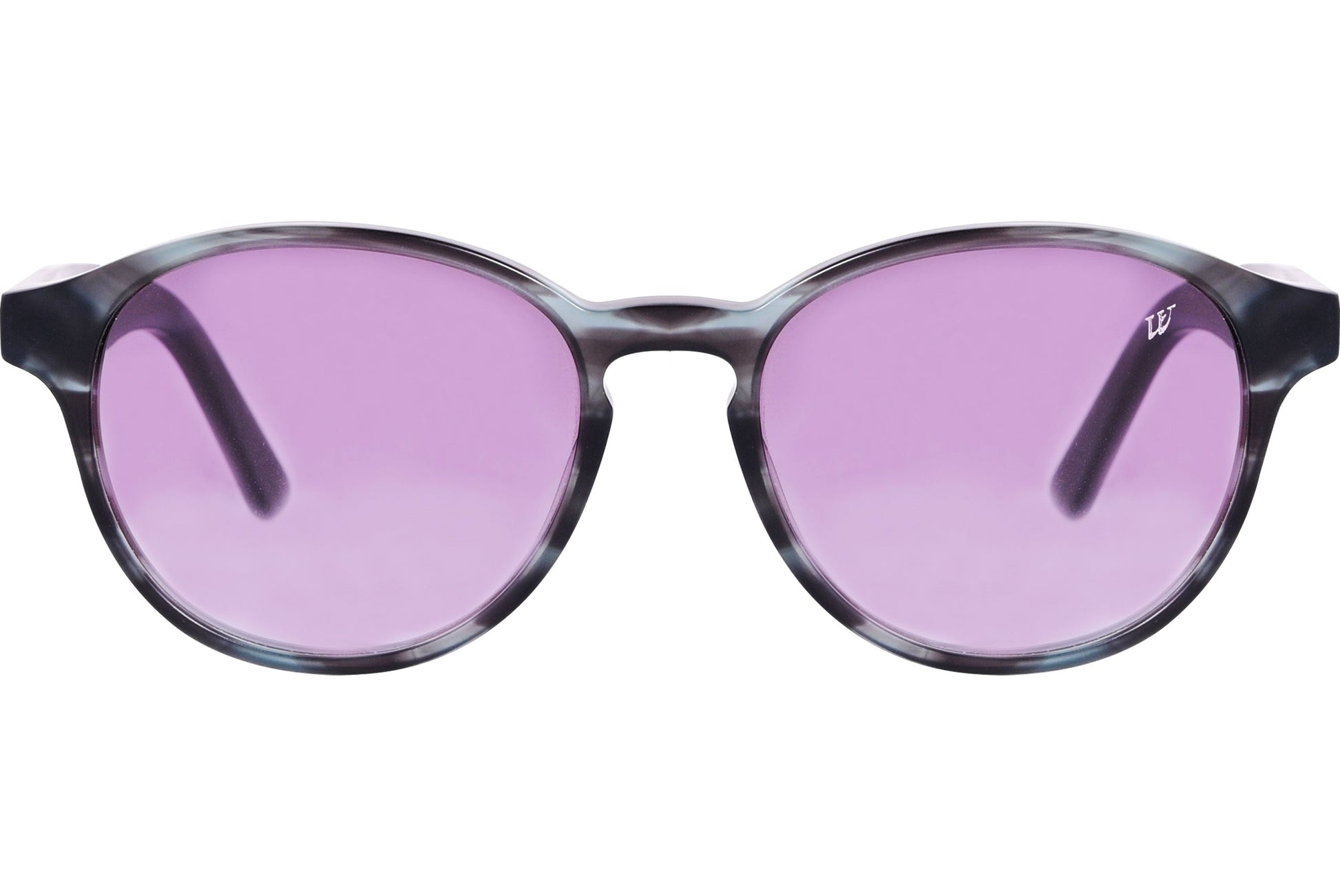 Web Black Color Oval Sunglasses Viewed From Front Angle.