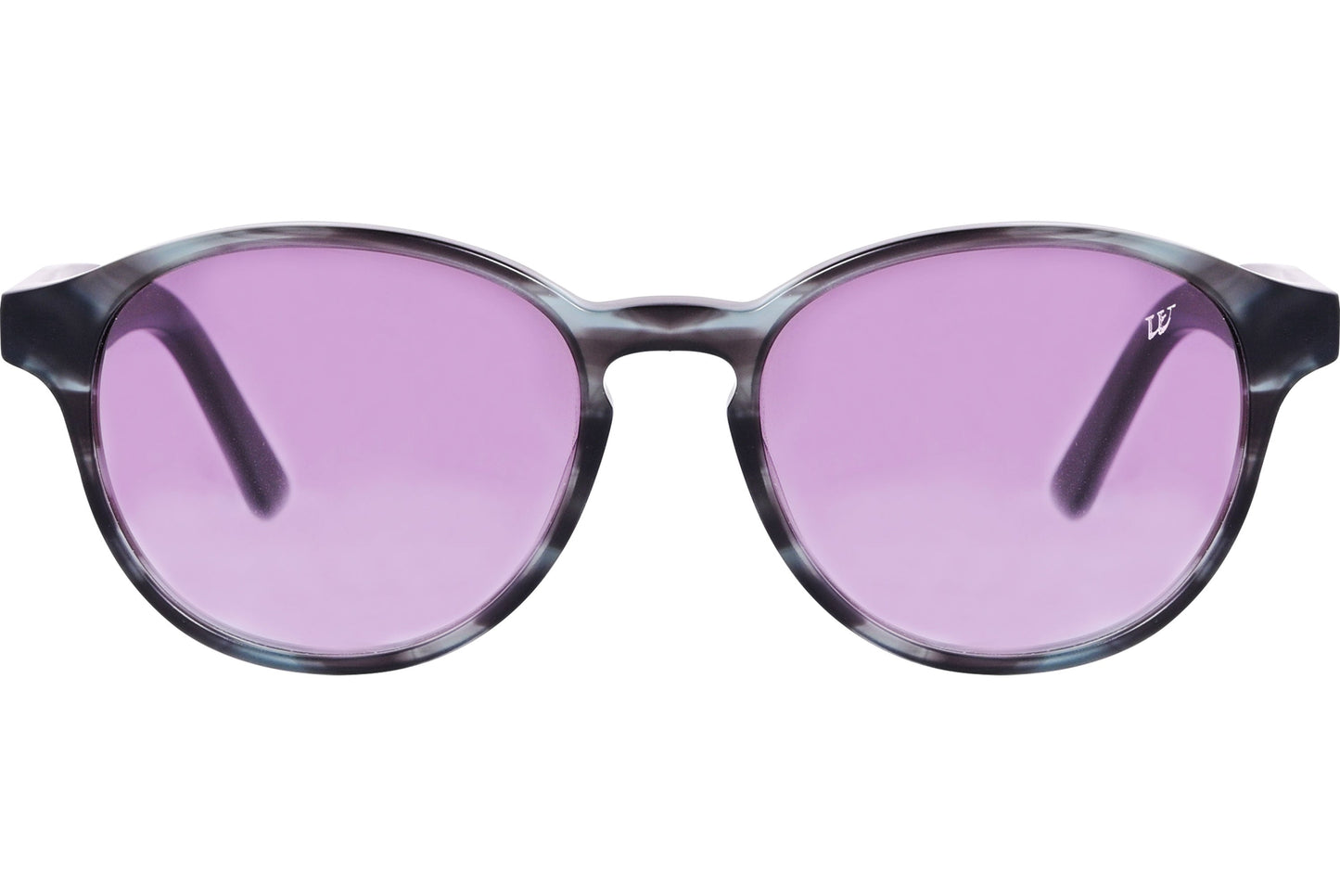 Web Black Color Oval Sunglasses Viewed From Front Angle.