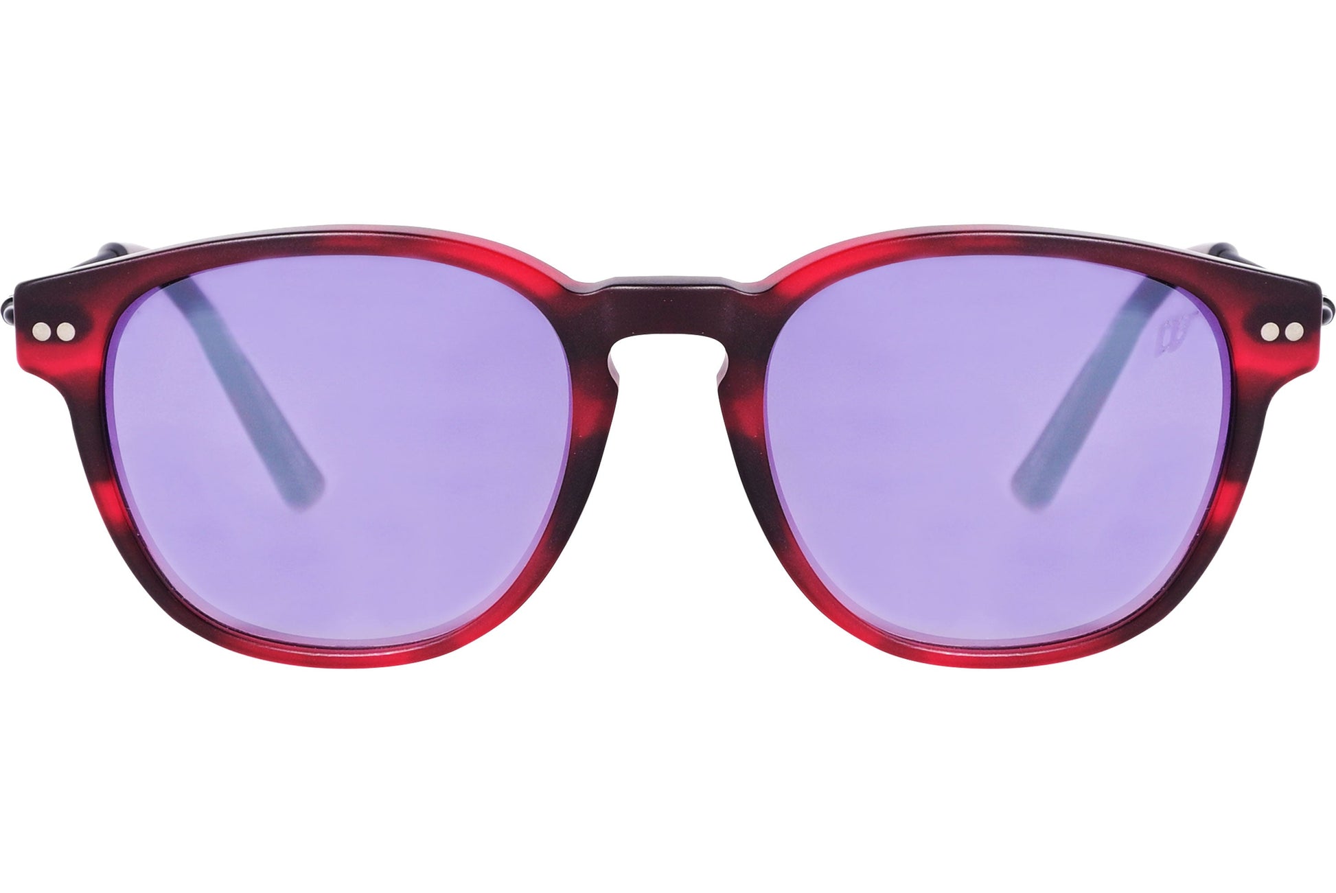 Web Red Color Wayfarer Sunglasses Viewed From Front Angle.