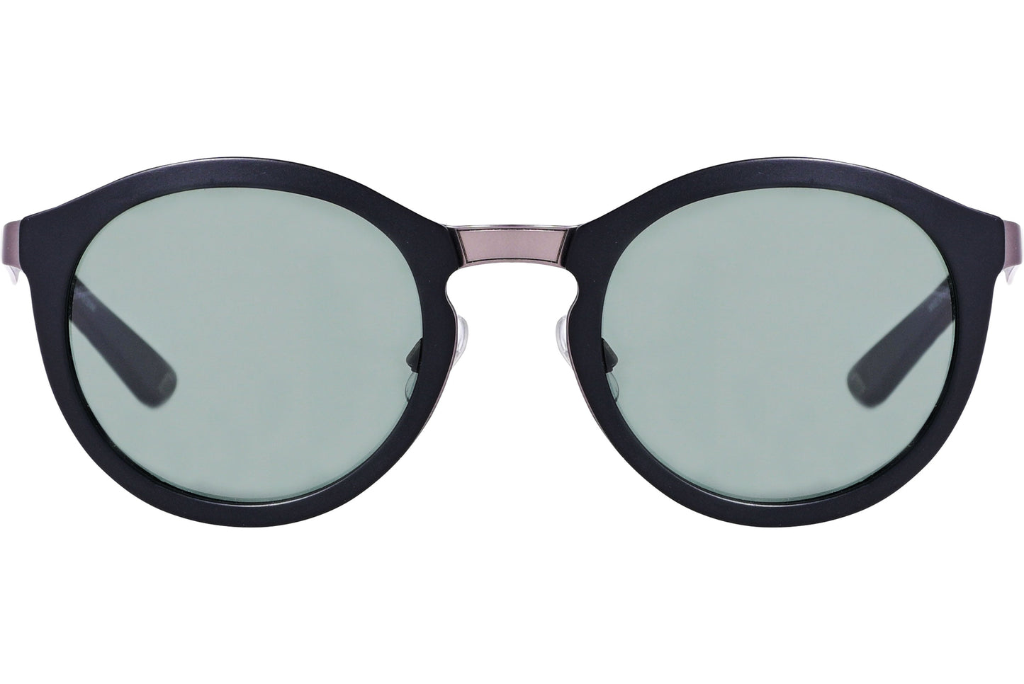 Web Black Color Round Sunglasses Viewed From Front Angle.