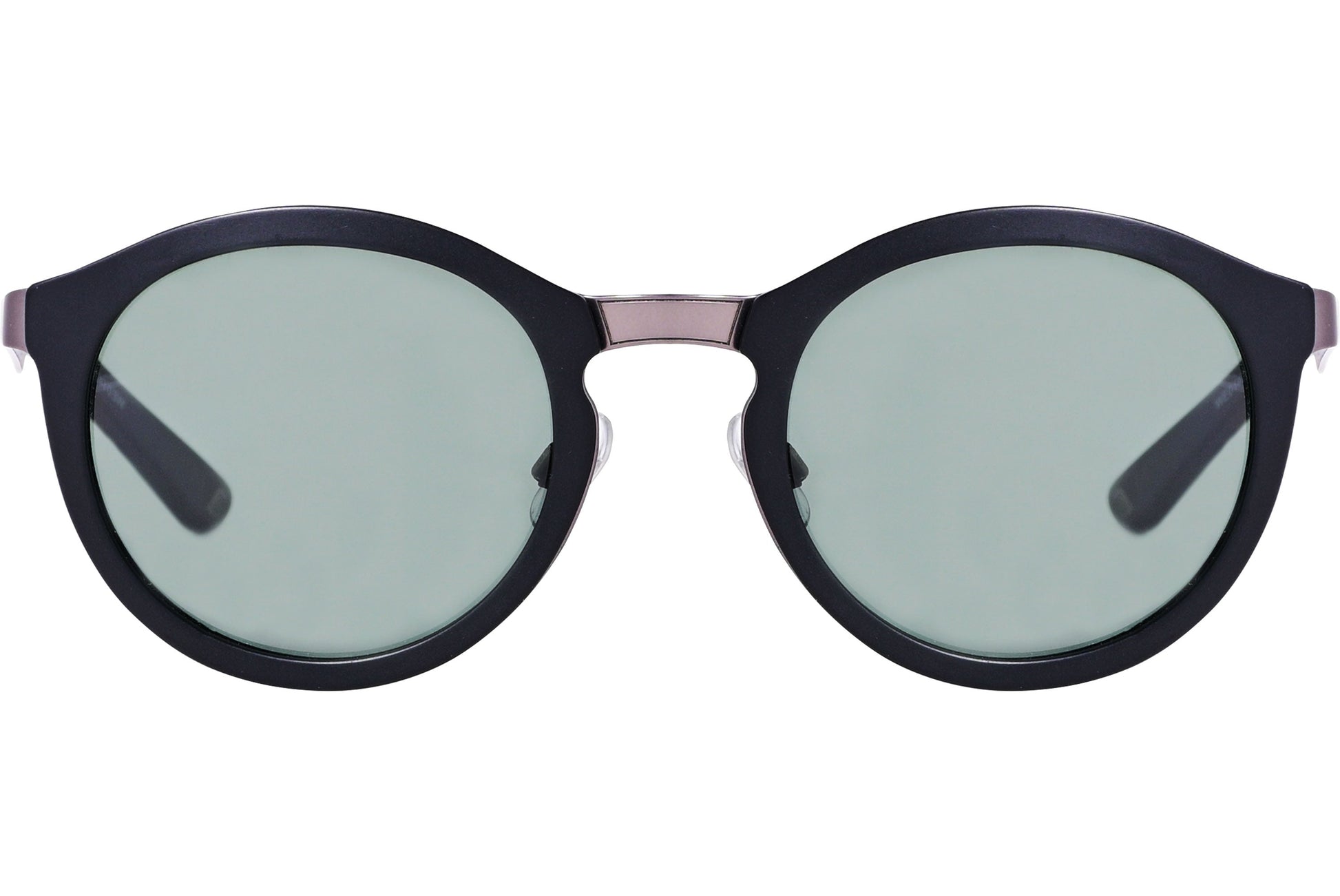 Web Black Color Round Sunglasses Viewed From Front Angle.