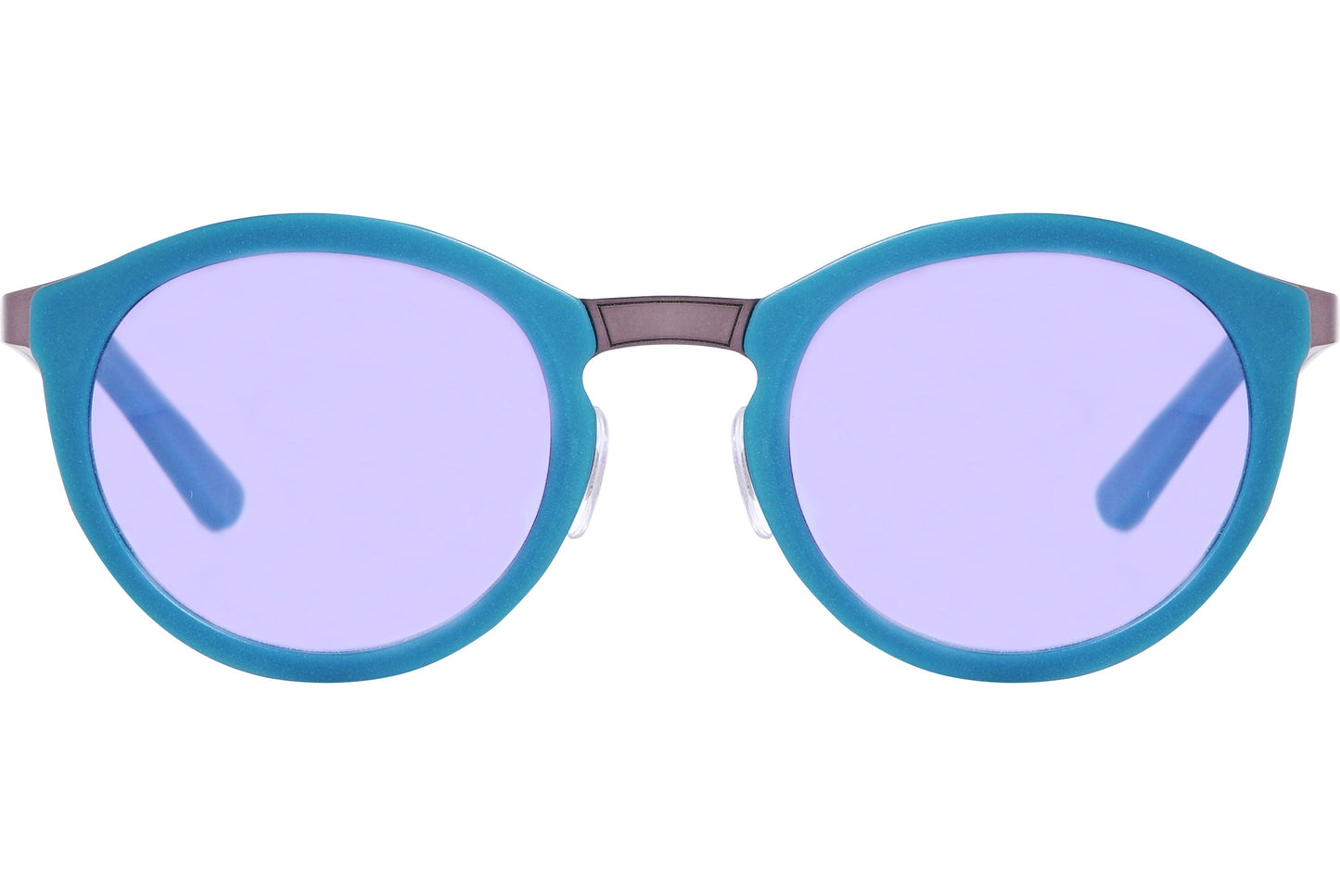 Web Blue Color Round Sunglasses Viewed From Front Angle.