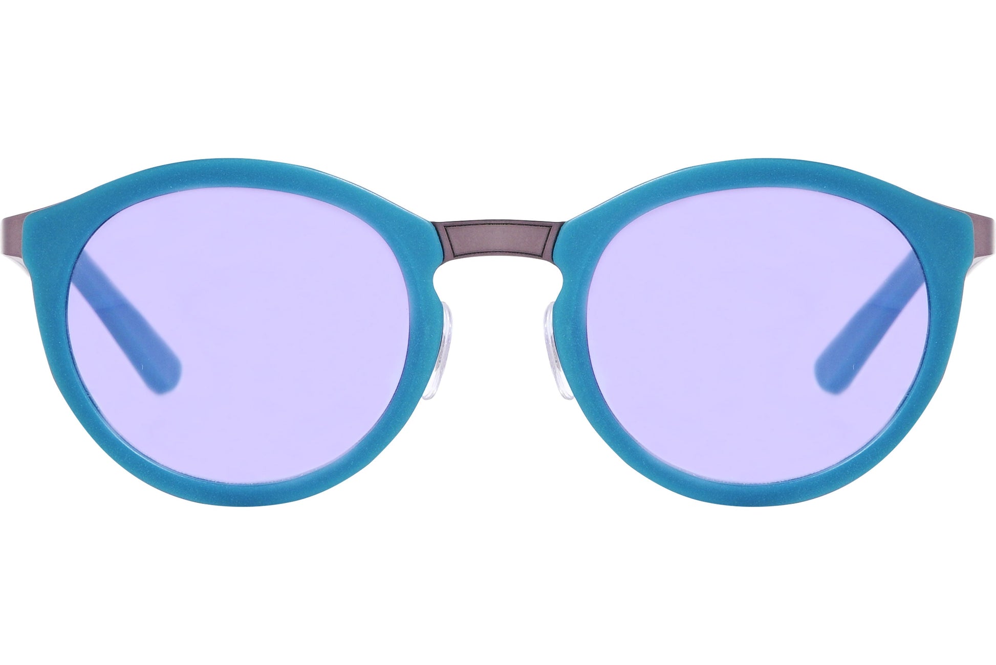 Web Blue Color Round Sunglasses Viewed From Front Angle.