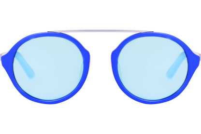 Web Blue Color Aviator Sunglasses Viewed From Front Angle.